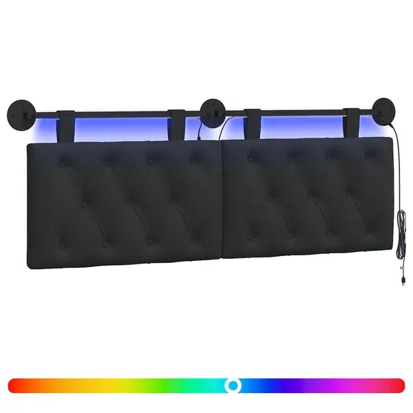 vidaXL Hängande sänggavel Med LED-lampa Svart Tyg Erbjudandepris