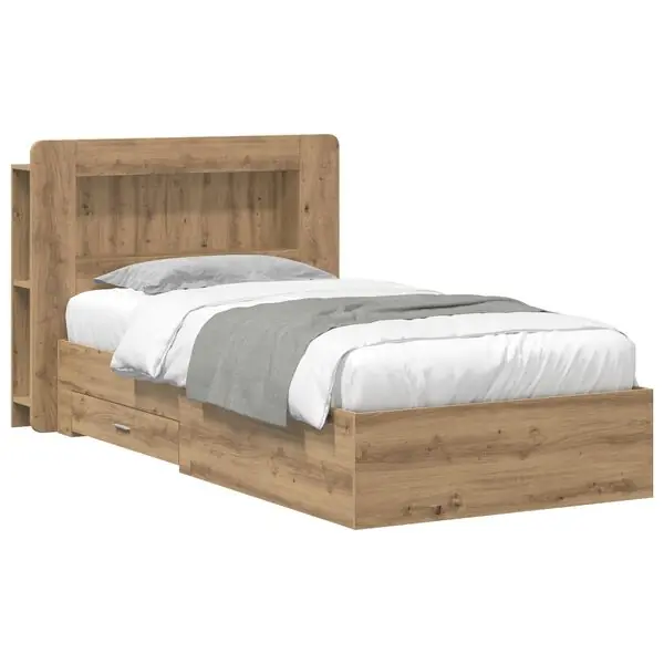 Fynd vidaXL Sängram med förvaring Artisan-ek 90 x 190 cm Konstruerat trä