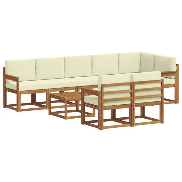 vidaXL Utomhussoffset med kudde 9 pcs Naturlig och Grädde Outlet