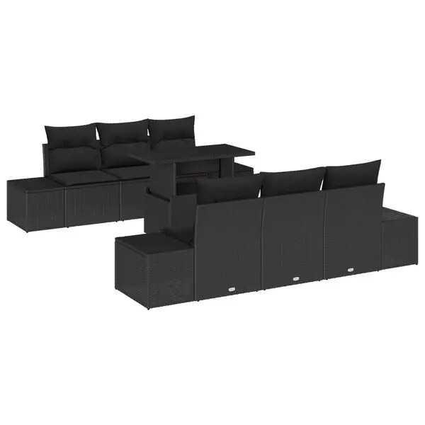 Premium vidaXL Soffset med kudde 7 pcs Svart konstrotting
