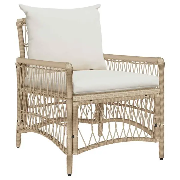vidaXL Trädgård Stol med kudde Beige 73 x 61 x 77 cm konstrotting Snabb frakt