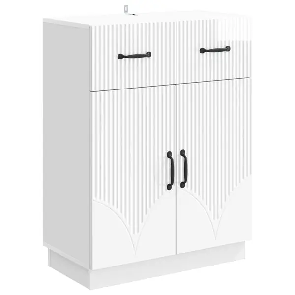 Billigare vidaXL Sideboard Vit högglans 66 x 34,5 x 87 cm Konstruerat trä