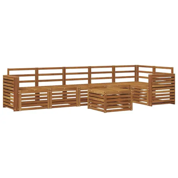 vidaXL Sektionsoffgrupp 7 pcs Naturfärg Massivt Akaciaträ Sänkt pris