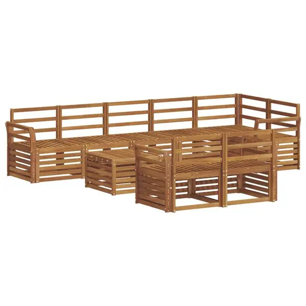 Premium vidaXL Soffgrupper 9 pcs Naturfärg Massivt Akaciaträ