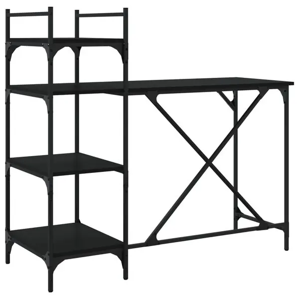 vidaXL Datorskrivbord med hyllor svart 120x47x109 cm Rabatter