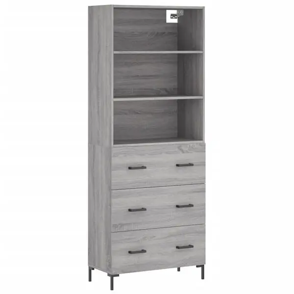 Säker betalning vidaXL Högskåp Grå Sonoma 69,5x34x180 cm konstruerat trä