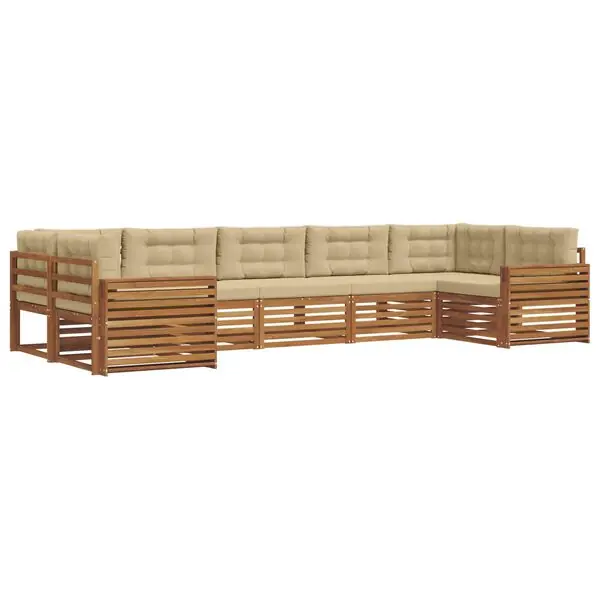 vidaXL Utomhussoffset med kudde 7 pcs Naturlig och Beige Fynd
