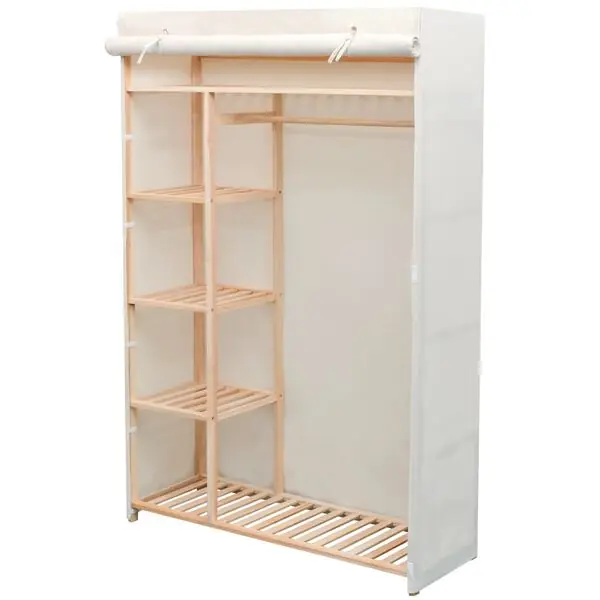 Snabb leverans vidaXL Garderob i tyg och furu 110x40x170 cm