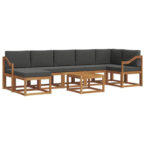 vidaXL Utomhussoffset med kudde 8 pcs Naturlig och Antracit Rabatt