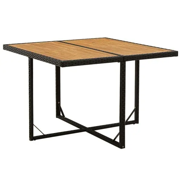 Rabatter vidaXL Trädgårdsbord svart 109x107x74 cm konstrotting & massiv akacia
