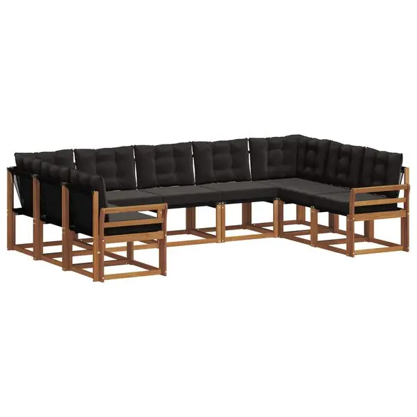 Fynd vidaXL Utomhussoffset 9 pcs Naturlig och svart Massivt Akaciaträ