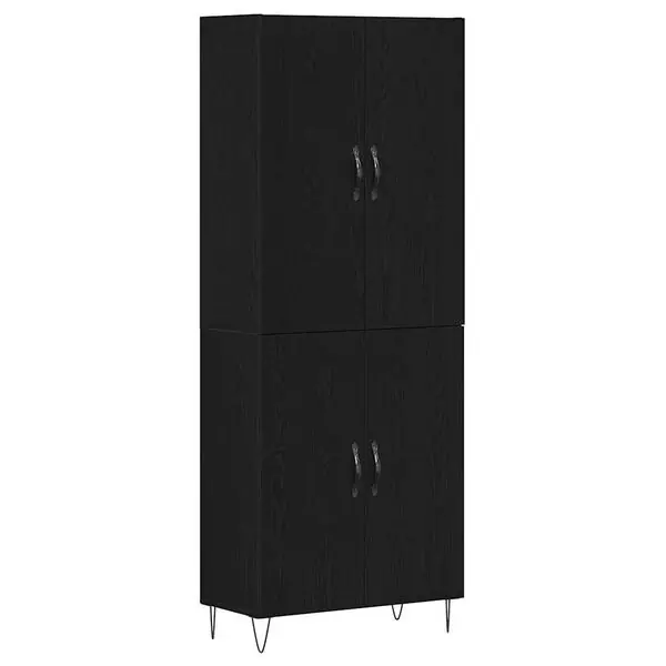 Kundfavorit vidaXL Skåp 2 pcs Svart Ek Konstruerat trä och glas