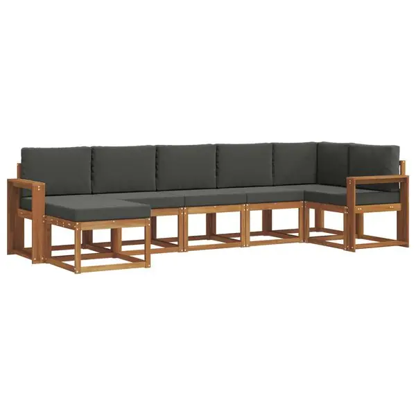 vidaXL Utomhussoffset med kudde 7 pcs Naturlig och Antracit Fynd