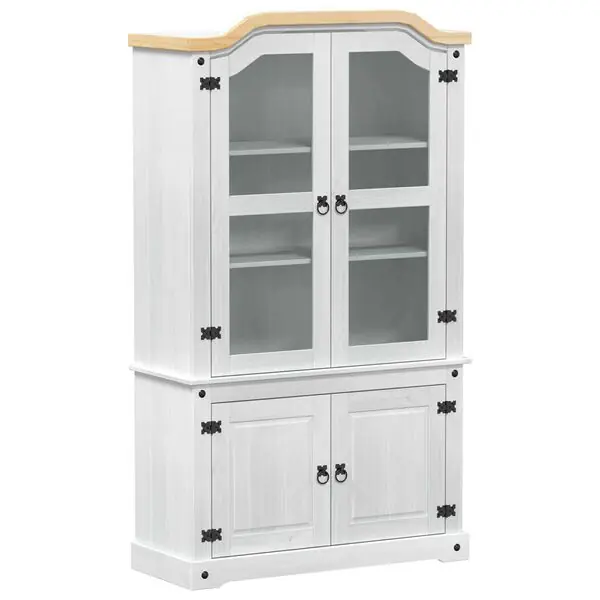 Rabatt vidaXL Visningsskåp Vit 103.5 x 42 x 180 cm Massiv furu