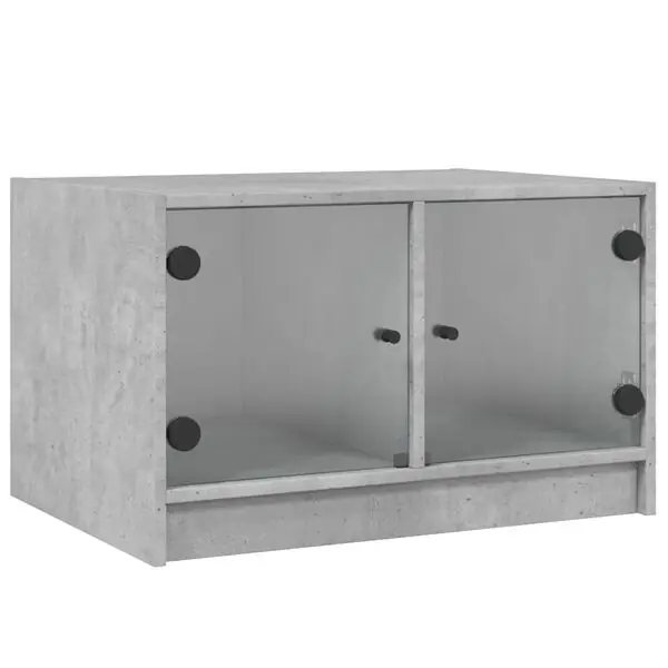 vidaXL Soffbord med glasdörrar betonggrå 68x50x42 cm Beställ nu