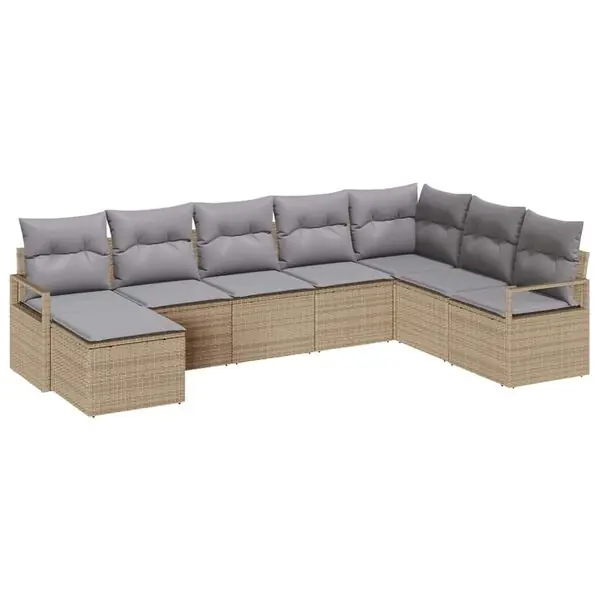 Fynd vidaXL Soffset med kudde 8 pcs Beige och Ljusgrå konstrotting
