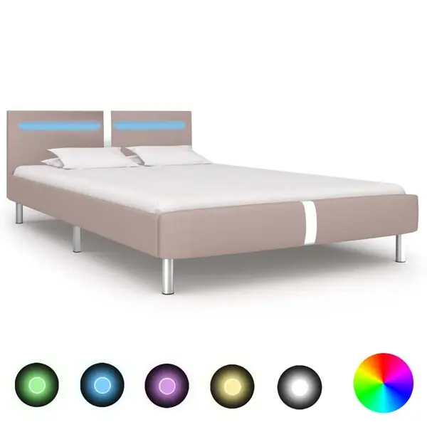 Rea vidaXL Sängram med LEDs utan madrass cappuccino 120x200 cm