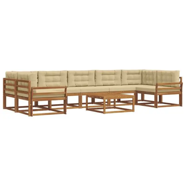 Rabatt vidaXL Utomhussoffset med kudde 8 pcs Naturlig och Beige