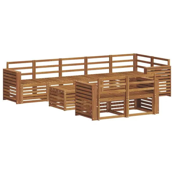 Sänkt pris vidaXL Soffgrupper 9 pcs Naturfärg Massivt Akaciaträ