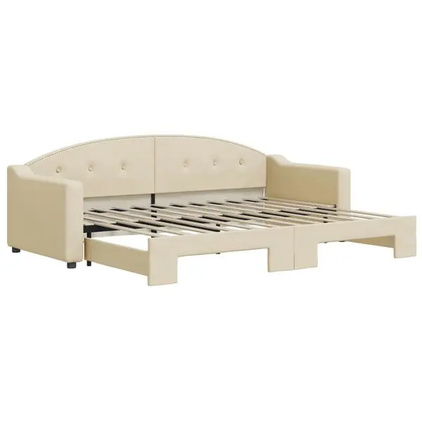 Utförsäljning vidaXL Dagbädd utdragbar gräddvit 80x200 cm tyg