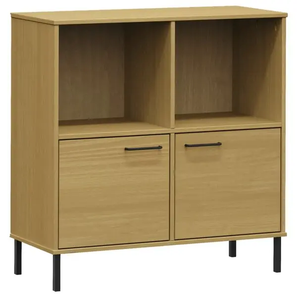 vidaXL Bokhylla med metallben OSLO brun 90x35x90,5 cm massivt trä Sista chansen