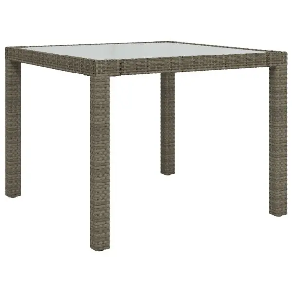 Fri frakt vidaXL Utebord 90x90x75 cm Härdat glas och konstrotting grå