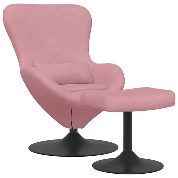 vidaXL Äggstol med Fotpall Rosa Sammet I lager