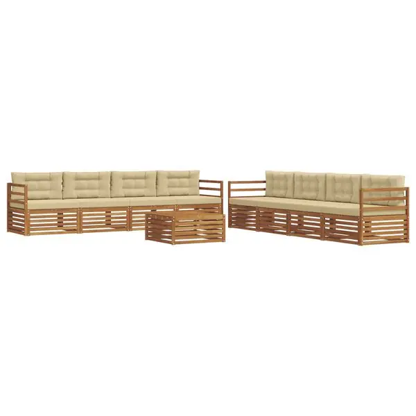 vidaXL Utomhussoffset med kudde 9 pcs Naturlig och Beige Beställ idag