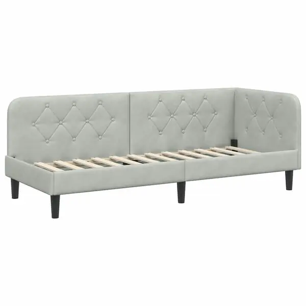 vidaXL Hörn Sängram Ljusgrå 80 x 200 cm Sammet Snabb leverans