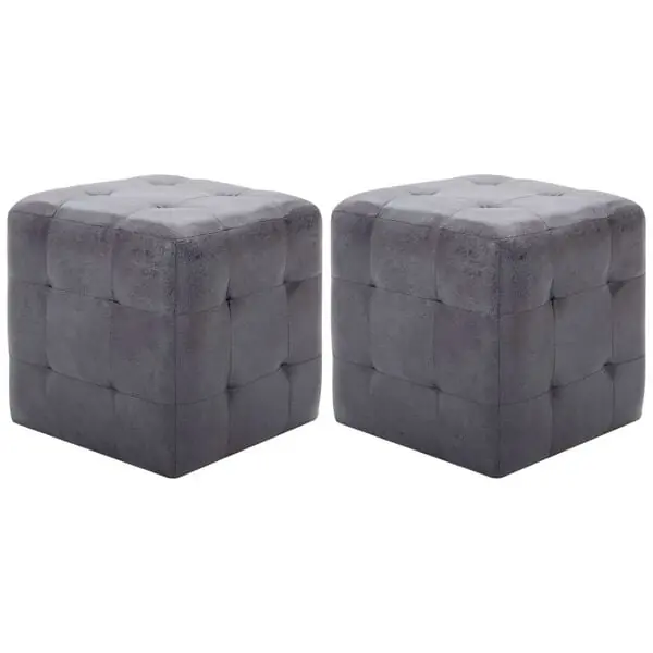 I lager vidaXL Sittpuff 2 st grå 30x30x30 cm konstmocka