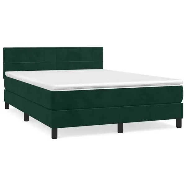 Begränsad tid vidaXL Ramsäng med madrass mörkgrön 140x190 cm sammet