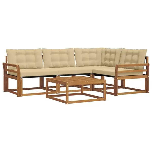 vidaXL Utomhussoffset med kudde 5 pcs Naturlig och Beige Köp nu
