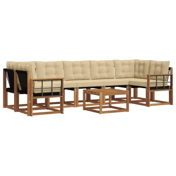 vidaXL Utomhussoffset med kudde 8 pcs Naturlig och Beige Endast idag