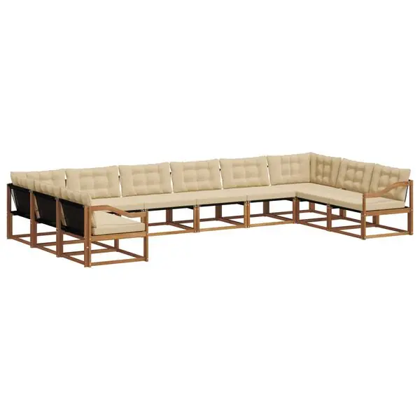 Outlet vidaXL Utomhussoffset med kudde 10 pcs Naturlig och Beige