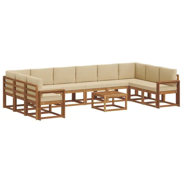 Fynd vidaXL Utomhussoffset med kudde 11 pcs Naturlig och Beige