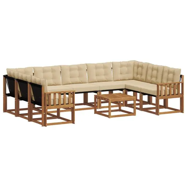vidaXL Utomhussoffset med kudde 10 pcs Naturlig och Beige Rea