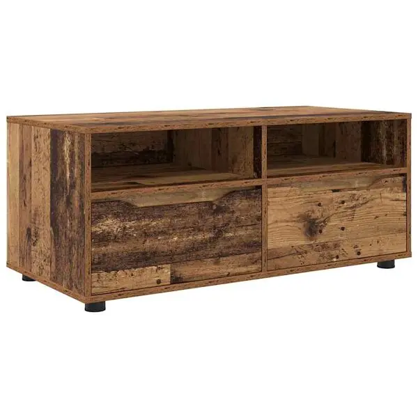 Populär vidaXL TV-skåp med låda Gammalt trä 100 x 48 x 43 cm Konstruerat trä