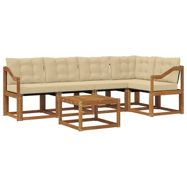 Handla nu vidaXL Utomhussoffset med kudde 6 pcs Naturlig och Beige